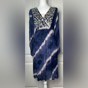 Soft Surroundings Gauzy Tie Dye Embroidered‎ Long Sleeve Size Medium